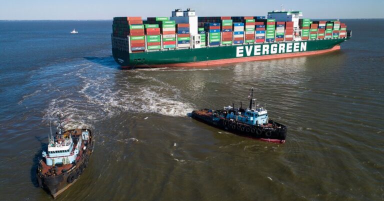 After Five Weeks, Container Ship Is Freed in the Chesapeake