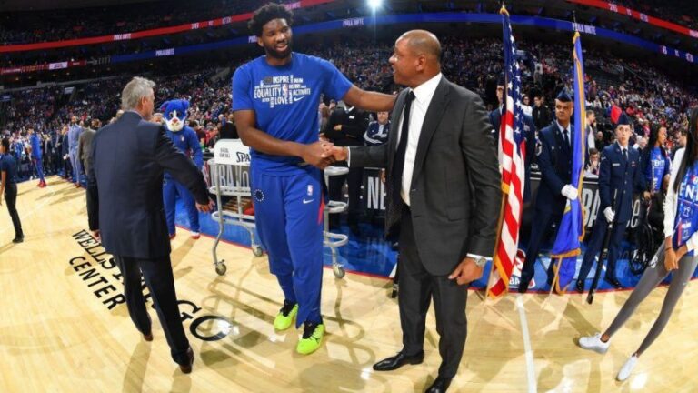 Doc Rivers defends his decision to have Joel Embiid in late during a blowout