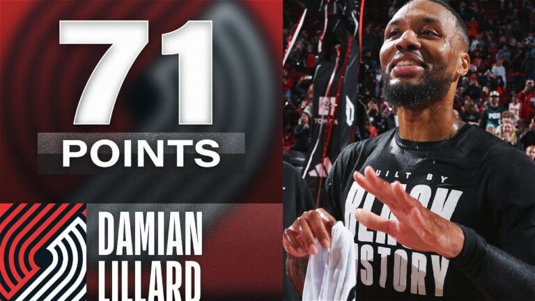 Damian Lillard reacts to his 71-point game