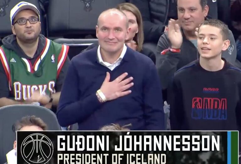 President of Iceland attends Bucks game