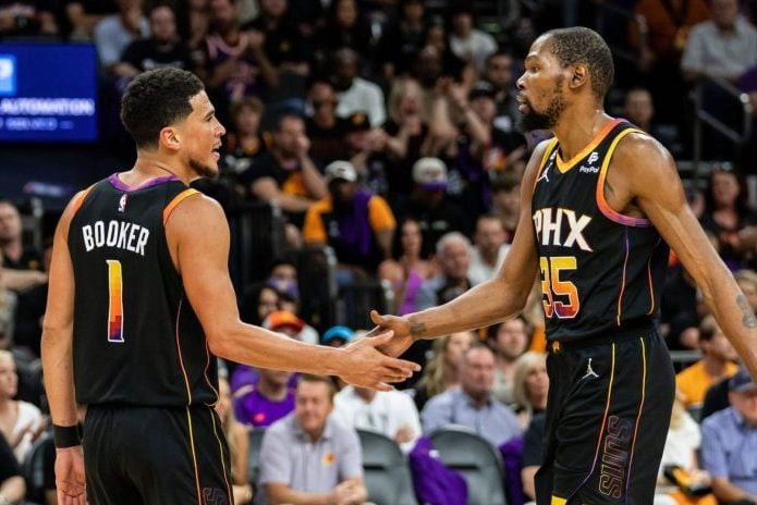 Suns split series to 2 against Nuggets in an offensive shootout; Booker, Jokic, Durant on a tear