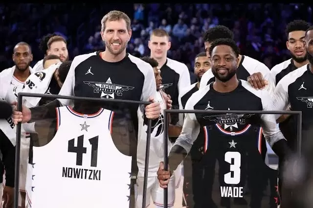 Old rivals Dirk Nowitzki, Dwyane Wade shared moments prior to Hall of Fame induction