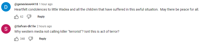 6 year old palestinian boy funeral youtube comment from public users