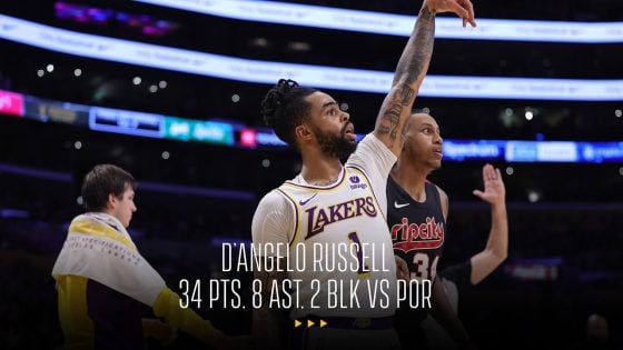 D’Angelo Russell’s 34 points power Lakers’ rout of Trail Blazers