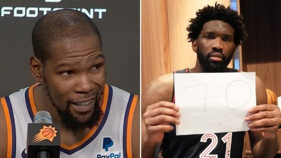 Kevin Durant reacts to Joel Embiid’s historic 70-point game