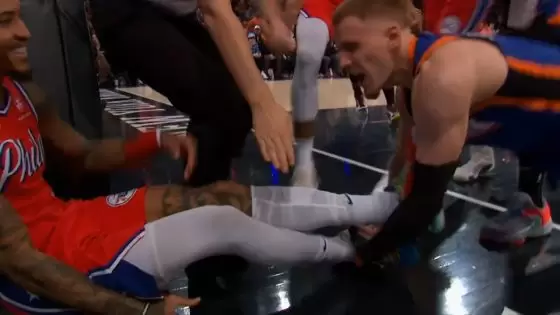 Kelly Oubre Jr. reacts to scuffle with Donte DiVincenzo in 76ers’ win over Knicks