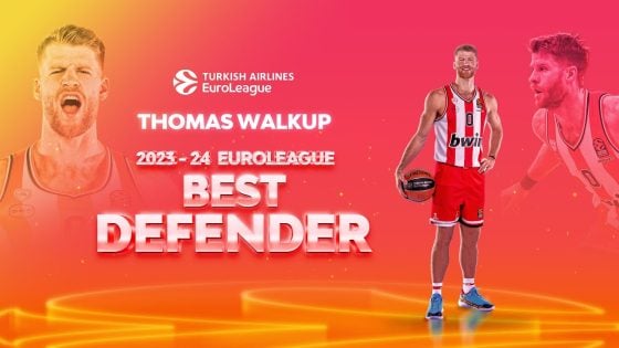 Thomas Walkup of Olympiacos is voted the 2023-24 EuroLeague Best Defender
