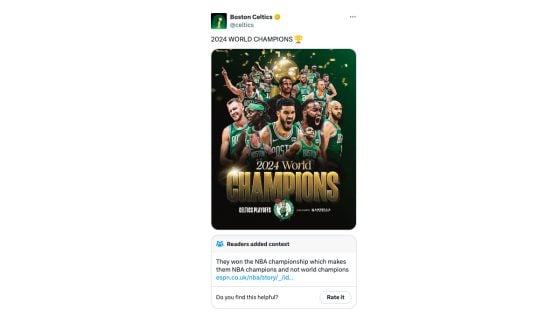 Celtics NBA championship tweet gets fact-checked on X