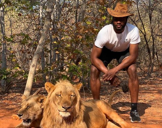 Precious Achiuwa walking with lions in Zambia (PICS)